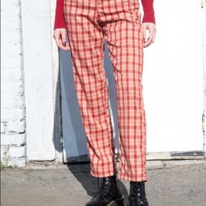 BRANDY MELVILLE: RED PLAID TILDEN PANTS